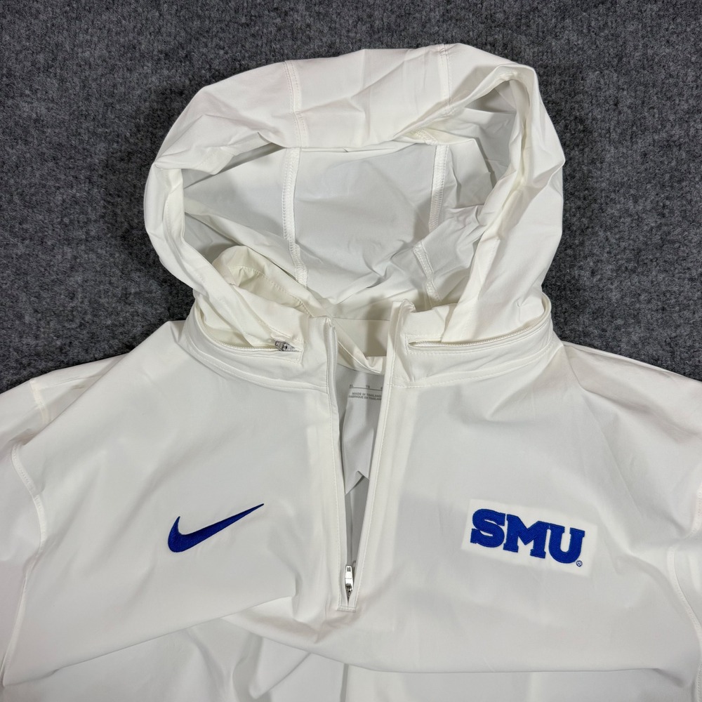 Nike Shield Mens Short Sleeve Windbreaker Pullover Hoodie SMU XL White EUC